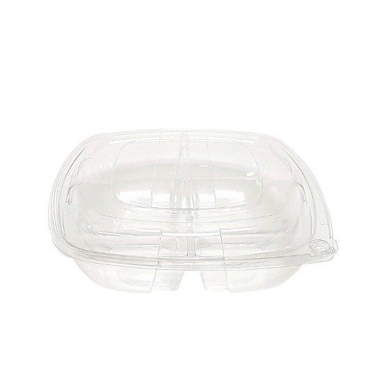 4-COMPRT Clear Square Bowl